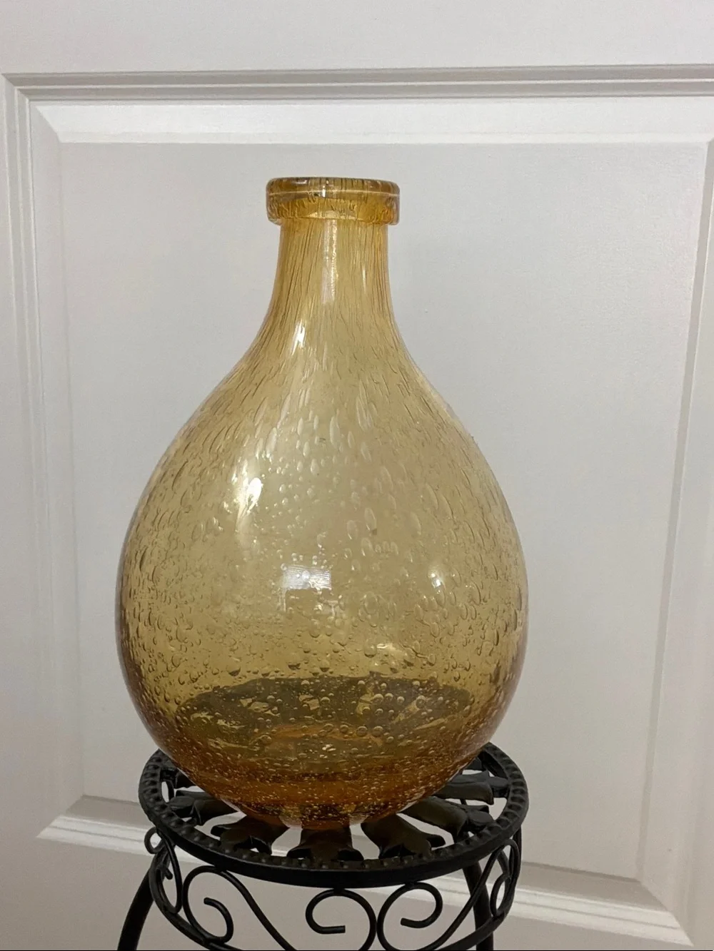 Amber Bubble-Texture Glass Vase - Home Accents